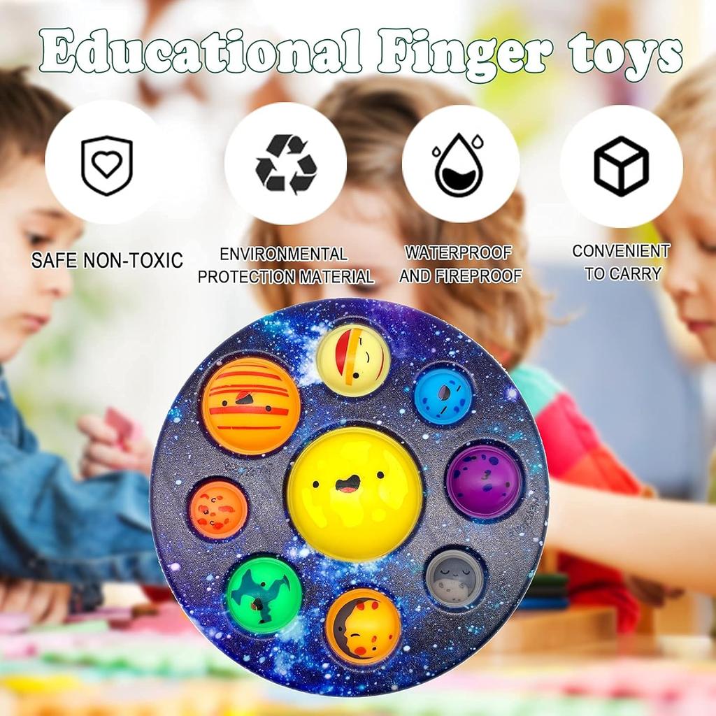 Eight Planet Cave Bubble Push Sensory Fidget Toy, Galaxy Cave Digits,Autistic Simple Sensory Anxiety Relief Big Cave,Bubble Early Education Tools Toys