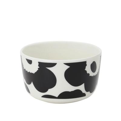 Marimekko Deep Black and 071066 190 9.5cm Bowl, UNIKKO, White, [Used]