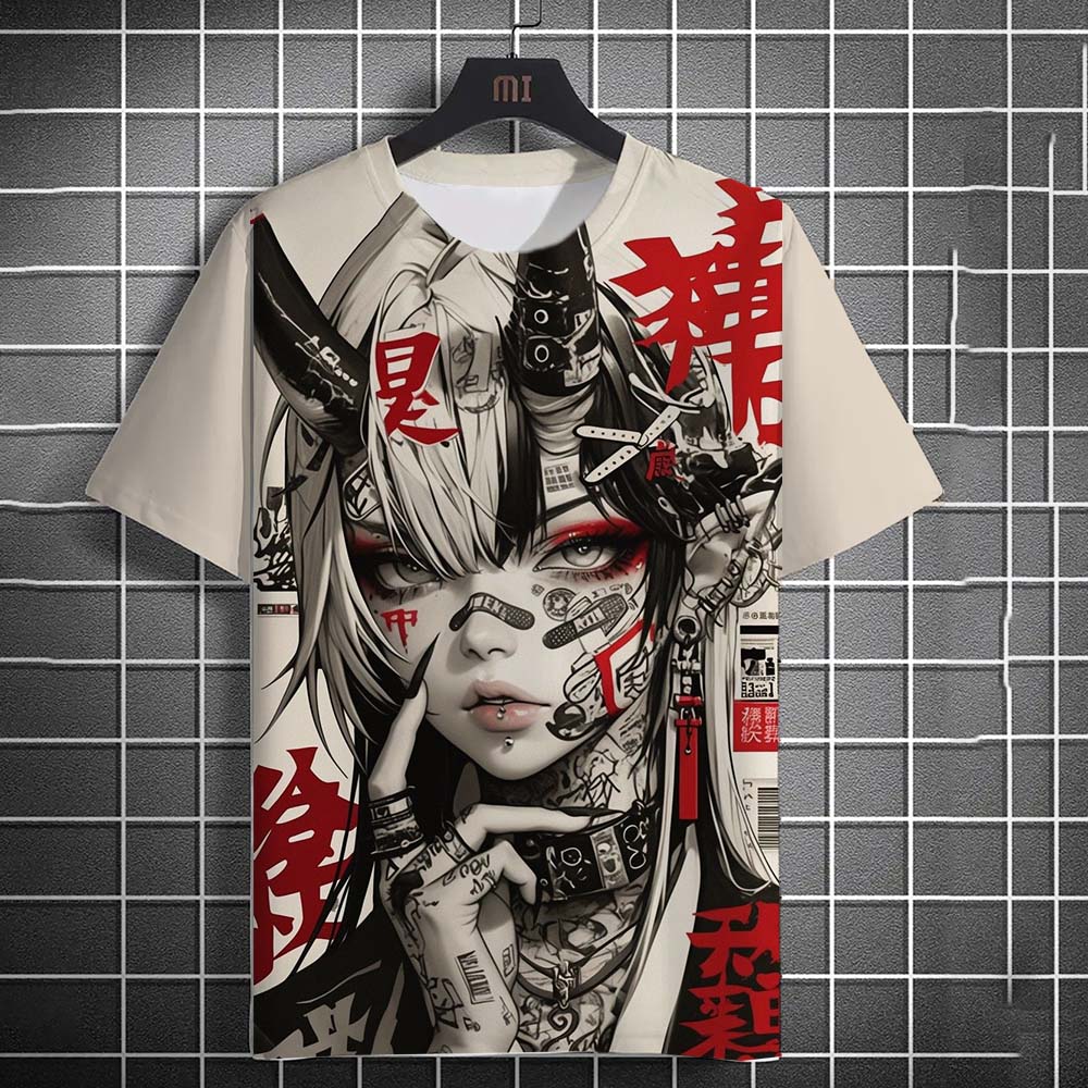 Fashion Men's T-shirt Cartoon Sexy samurai Girl graphic  Summer Casual harajuku streetwear 3D Printed Hip Hop