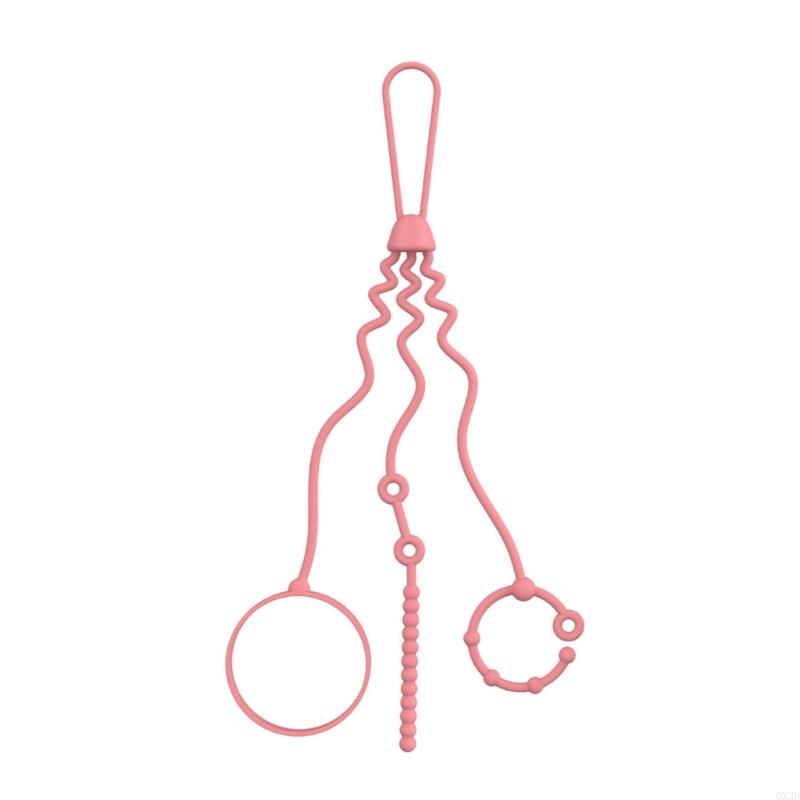 

Silicone Pacifier Chain Adjustable Baby Bottle Toy Straps 280mm for Strollers рожевий
