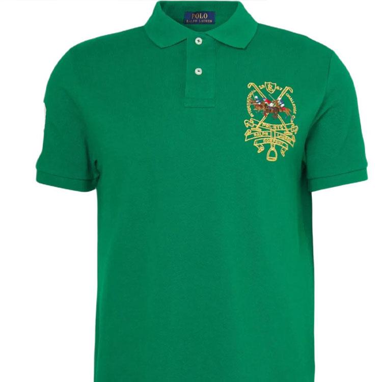 Polo Ralph Lauren SS24 Letter Print Straight Casual Short Sleeve Polo Shirt Men Polo Shirts Green 710939928-002