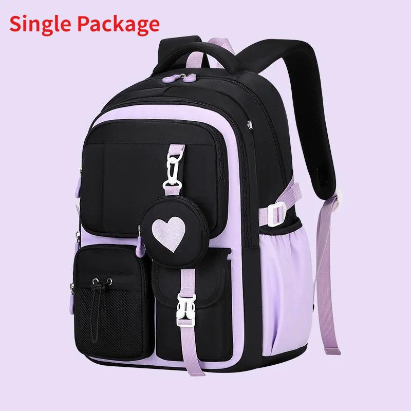 Motif Cœur Sac d'École Sac à Dos Trousse à Crayons Sac à Lunch Ensemble Trois Pièces Tissu en Nylon Imperméable Garçon Fille Adolescents Sac à Dos Tendance