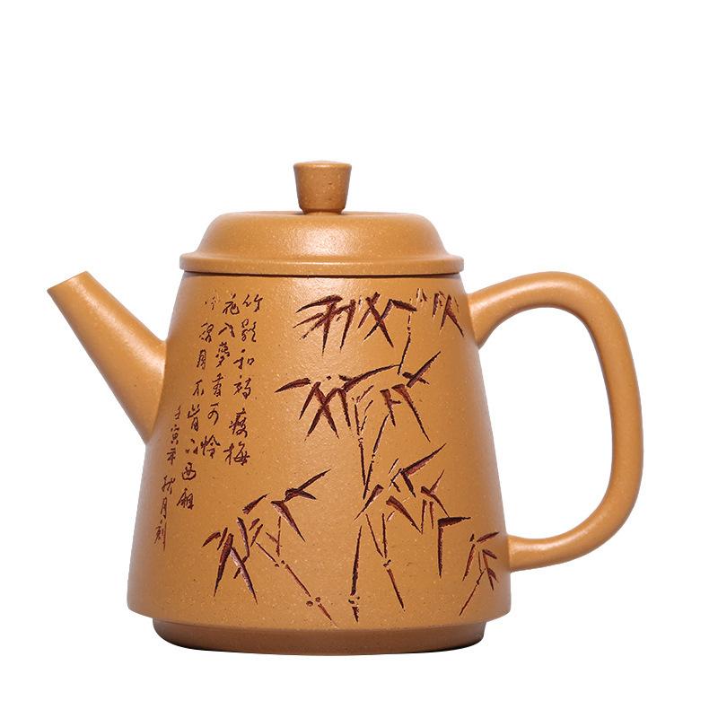 

200 мл изысканные чайники из фиолетовой глины Исин, ручной работы, горшок из листьев бамбука, необработанный рудный участок, глиняный чайник для заваривания чая, китайский чайный набор «Цзыша»