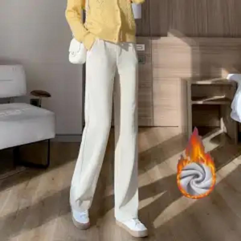 Plus Velvet Pants Women In Spring Autumn Corduroy Pants Loose High Waist Slim Straight Pants Women