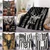 Flag Deer Printed Blanket,Soft Cozy Flannel Bed Blanket/Couch Blanket/Decorative Blanket/Camping Blanket,Perfect Holiday Gifts