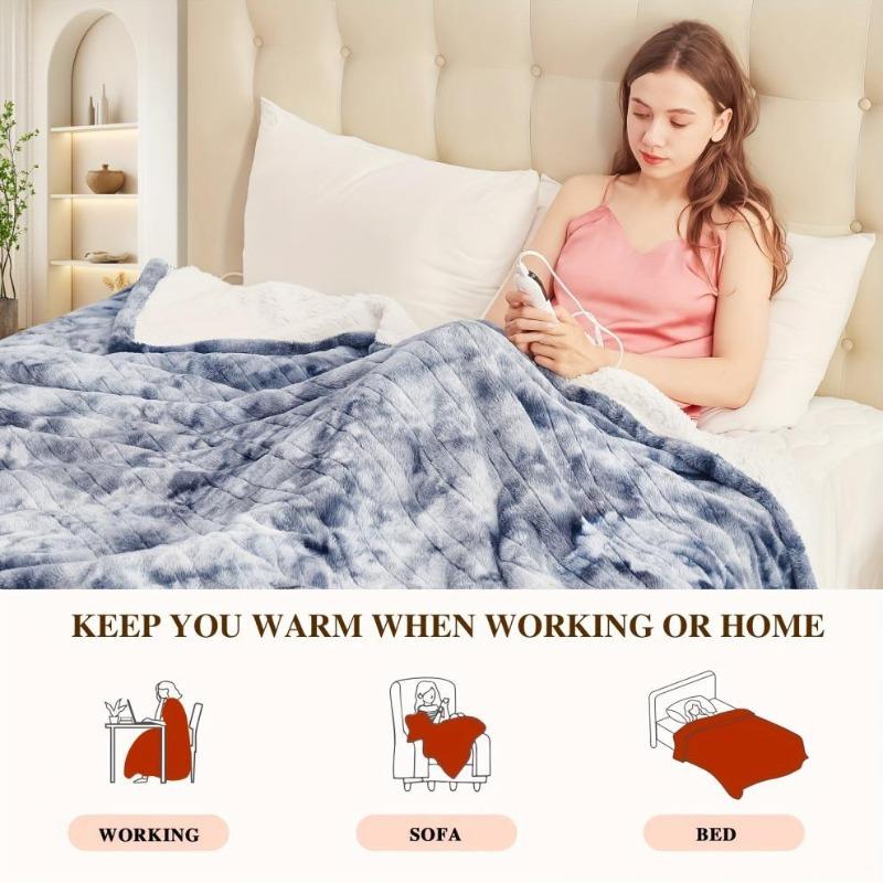 Plush Electric Blanket Winter Warm Blankets 10-Hour Auto Shut Off 6 Heating Levels Fast Warming for Cozy Comfort Two People Bedding Sofa Thin Quilt