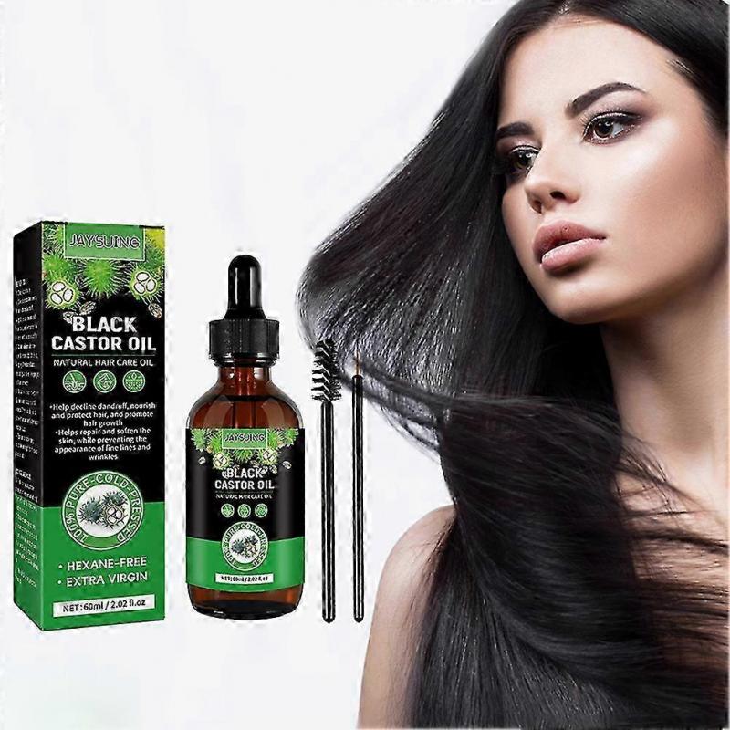 Black Castor Oil for Long Thick Hair, Smoothing Dry Hair Deep Nourishing Natural Hair Oil, Hair Growth Treatment for Men Women