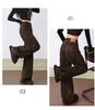 Women's American Casual Leopard Print High-Waisted Wide-Leg Jeans, Autumn/Winter 2025, Loose-Slimming, Floor-Length Pants