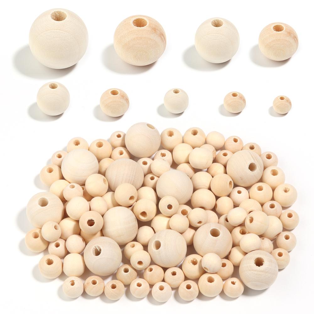 10-100pcs/lot 6-30mm Colorful Round Wooden Beads Loose Spacer Ball Wood Beads For DIY Phone Chains Bracelet Jewelry Accessories