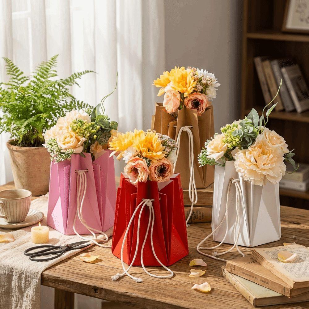 10Pcs Paper Flower Gift Box Romantic Rose Bouquet Bags Exquisite Floral Wrapping Box  Gift Packaging