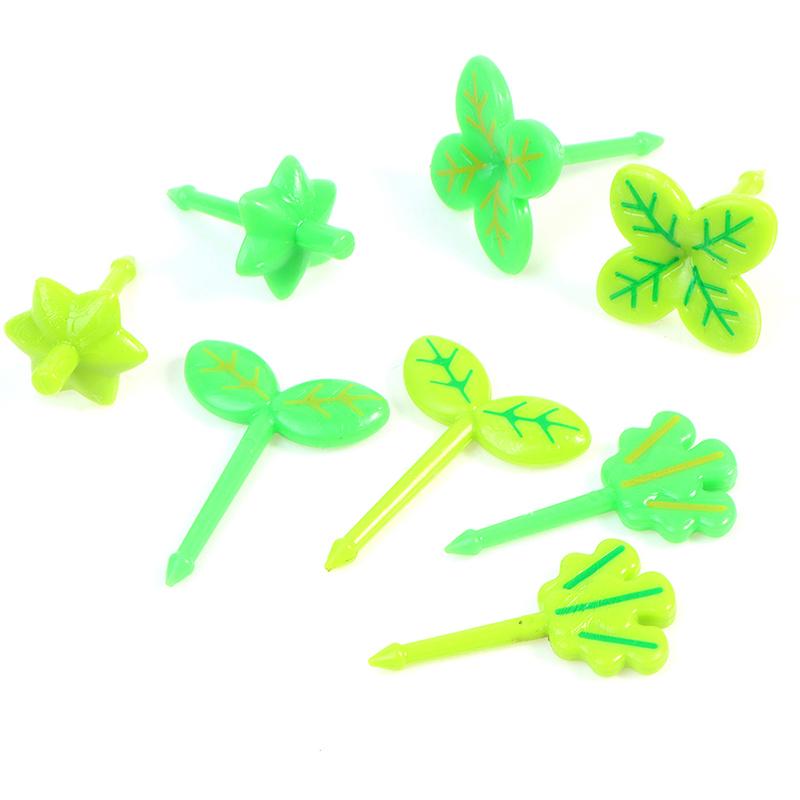 8Pcs/Set Fruit Fork Toothpick Leaves Decoration Lunch Box Bento Accessories