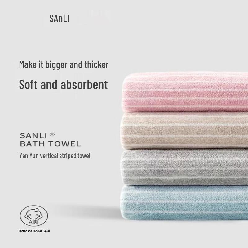 Sanli Coral Fleece Extra Thick Face Towel, Vertical Stripe (3-Pack)