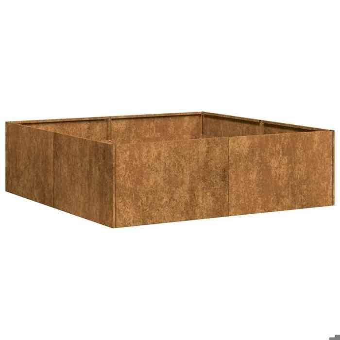 VidaXL Jardinière rouillé 100x100x30 cm acier inoxydable, pot de fleurs, support de plantes, lit surélevé, support de 860814