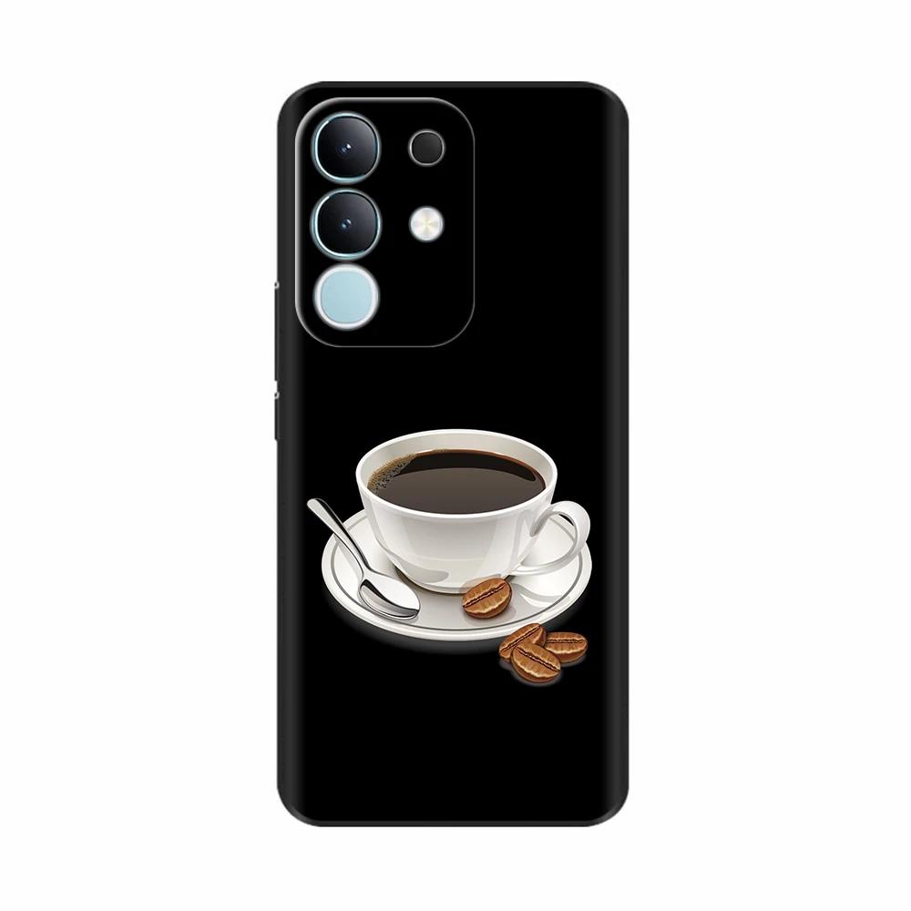 For Vivo Y29 4G Black Back Cover Fashion Flower Butterfly Painting Case Soft TPU Silicone Fundas For Vivo Y29 4G Protect Cover