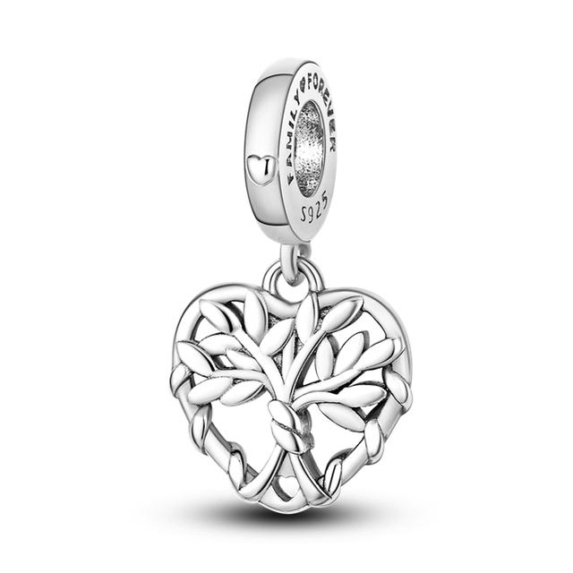Charms Pendenti in Argento 925 Adatti per Braccialetti Fai da Te Terra Cuore Albero Stella Famiglia Fatima per Collane Pendenti
