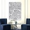 Framed World City Map London Paris New York Poster Home Deco Art Canvas Painting