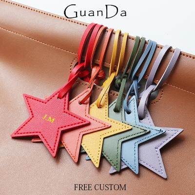 Ciondolo per Borsa con Nome Personalizzato Stella Carina Pelle PU Accessori Moda All'Ingrosso Incidi Iniziali Etichetta Valigia da Viaggio Regalo Creativo