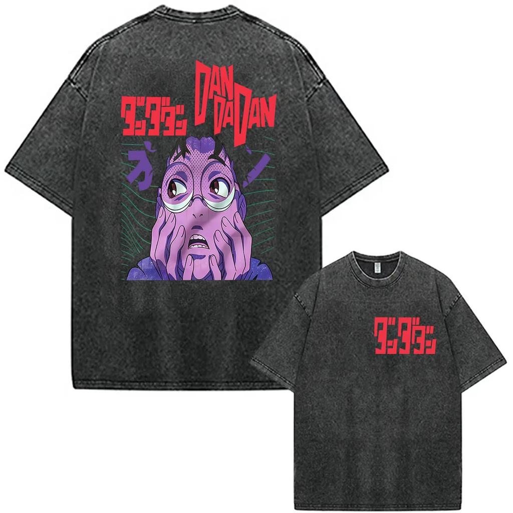 Summer Hot Sale Japanese Anime Dandadan Washed Vintage Graphic Tshirt Y2k Men Women Punk Top Gothic Cotton Oversized Tshirt