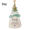 Lightweight Christmas Decorations Sea Glass Tree Ornament, Seaglass Art Hanging Decor with Starfish Charm, Holiday Keepsake Decoration Peace Love Joy