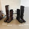 Spice Girl Pants Long Knight Boots Women's 2025 Spring and Autumn New Medium Tube Pleated Pile Boots But Knee High Boots