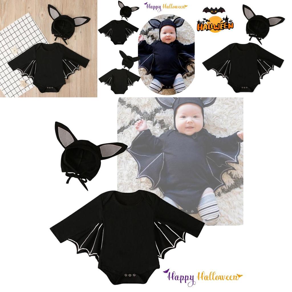 Boys And Girls European And American Style Halloween Batman Hat Long Sleeve Jumpsuit Set