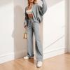 2026 Women's Spring New, Amazon Cross-border Europe and the United States, Fashionable Solid Color Sports Style Zipper Sweater Set