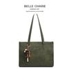 Women's Olive Green Retro Tote Bag - High-end Shoulder Bag for Autumn/Winter 2025