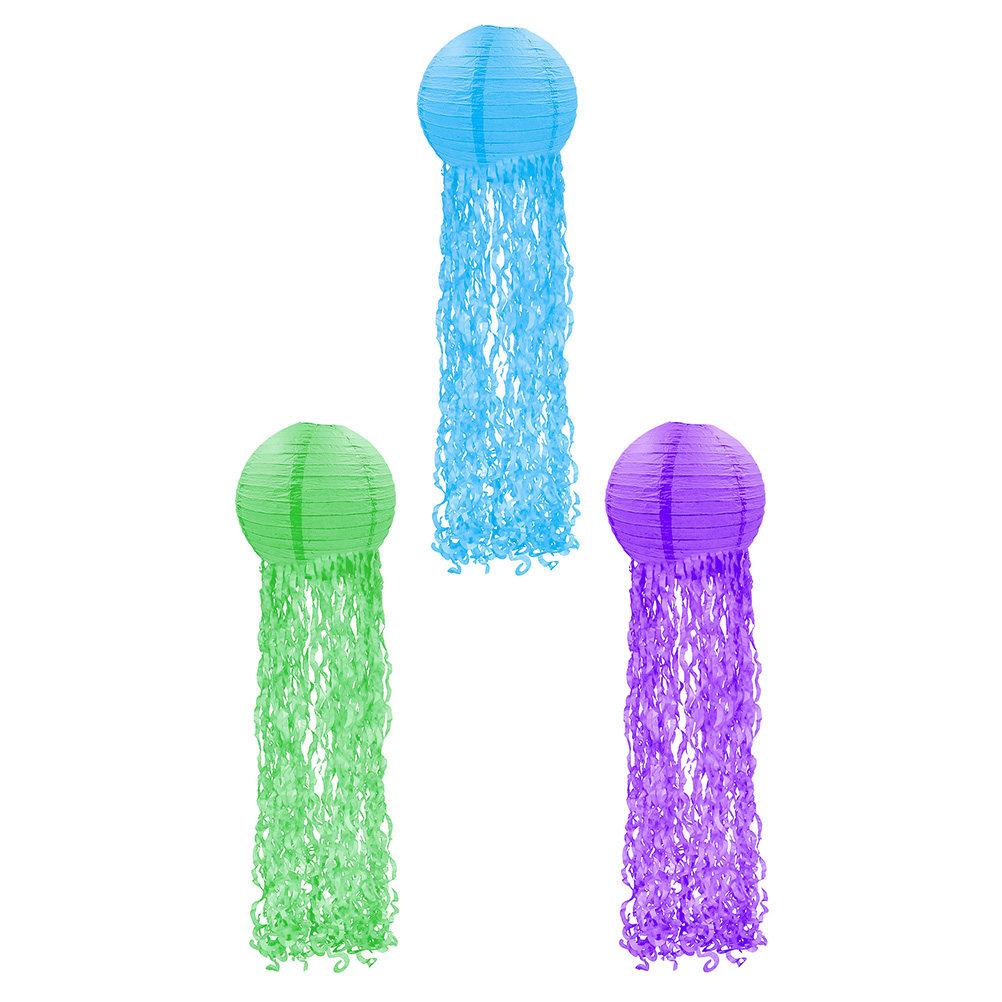 3Pcs Jellyfish Paper Lanterns Party Decoration Birthday Festival Hanging Paper Lights Green Blue Purple Decorative Lanterns