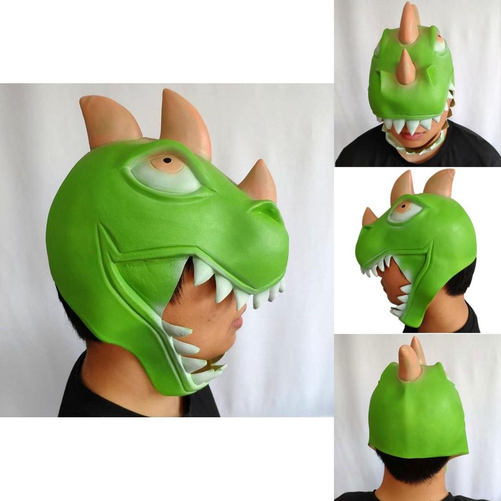 Halloween Latex Grön Dinosauriemask Med Handgjort Hantverk För Kostymfest Roligt