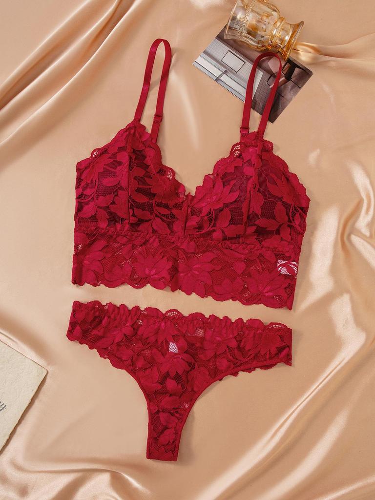 Damen Push-Up Spitzen-BH-Set - Anti-Hängebusen, Große Größen