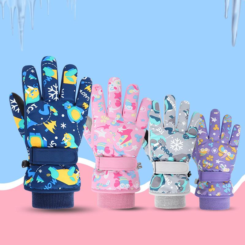 Kinder Kinder Ski Handschuhe Winter Snowboard Schnee Warme Handschuh Jungen Mädchen Wasserdicht Verdicken Fäustlinge Halten Finger Warm