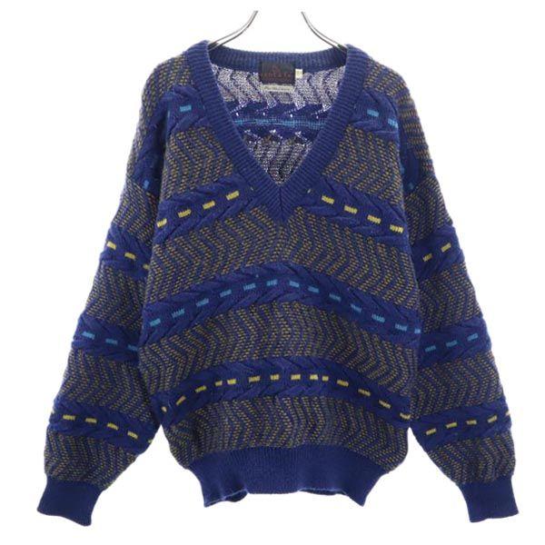 santa fe wool Overall handle Long sleeve V neck sweater Feb-38 knit Men's Used