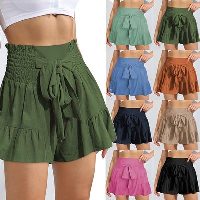 Summer Women's Strap Ruffled Skirt Pants Fashion High Waist Solid Color Joker Leisure Sports Loose Mini Skirt Pants Street Wear