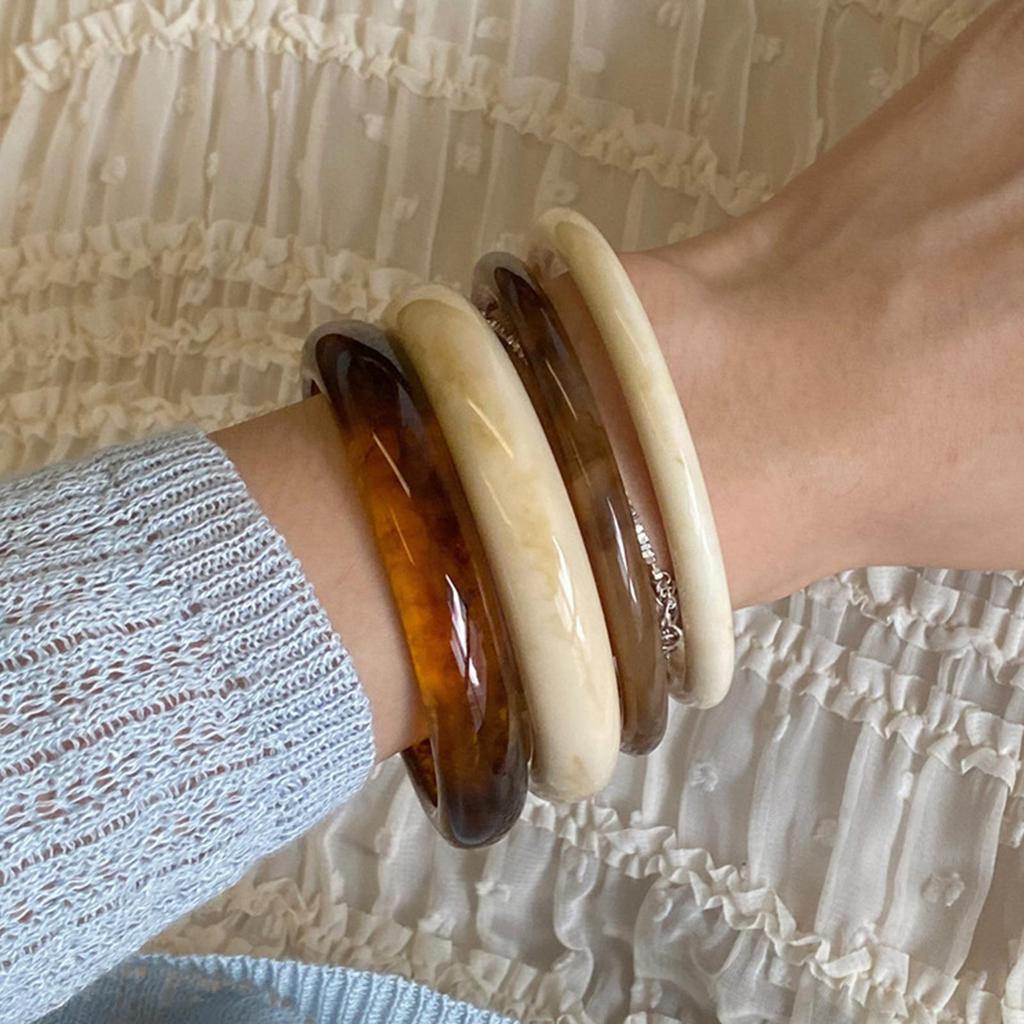 4 szt. Bransoletka w osobowym zimnym stylu, damska, minimalistyczna, szykowna, akrylowa, z wzorem marmuru, retro, na co dzień, randki, spotkania