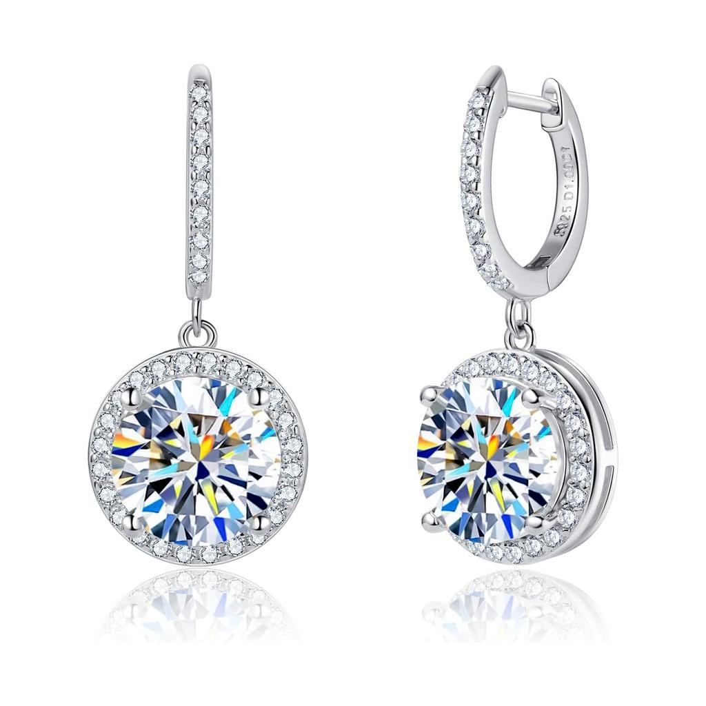 Moissanit Tropfenohrringe für Damen Gesamt 2 Karat Labordiamant Vergoldetes S925 Silber Hochzeits Schmuck mit