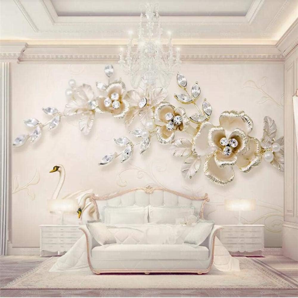 

Luxury European Wallpaper Swan 3d Jewels Flowers Murals Fashion Home Decoration Living Room Tv Sofa Large Wall Paper 200 cm(W) x 140 cm(H)