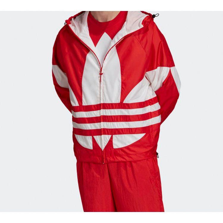 Adidas Originals Big Trefoil Stripe Logo Hoodie Men Sportswear Red FM7076