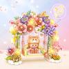Romantic Flower Swing Building Block With Lights Creative DIY Simulation Architecture Building Bricks Toy Gifts For Kids