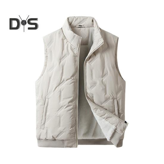 

Мужской жилет, пальто, воротник-стойка, без рукавов, застежка-молния, жилет, куртка с карманами, однотонный утолщенный бархат, подкладка, хлопковый жилет M бежевый