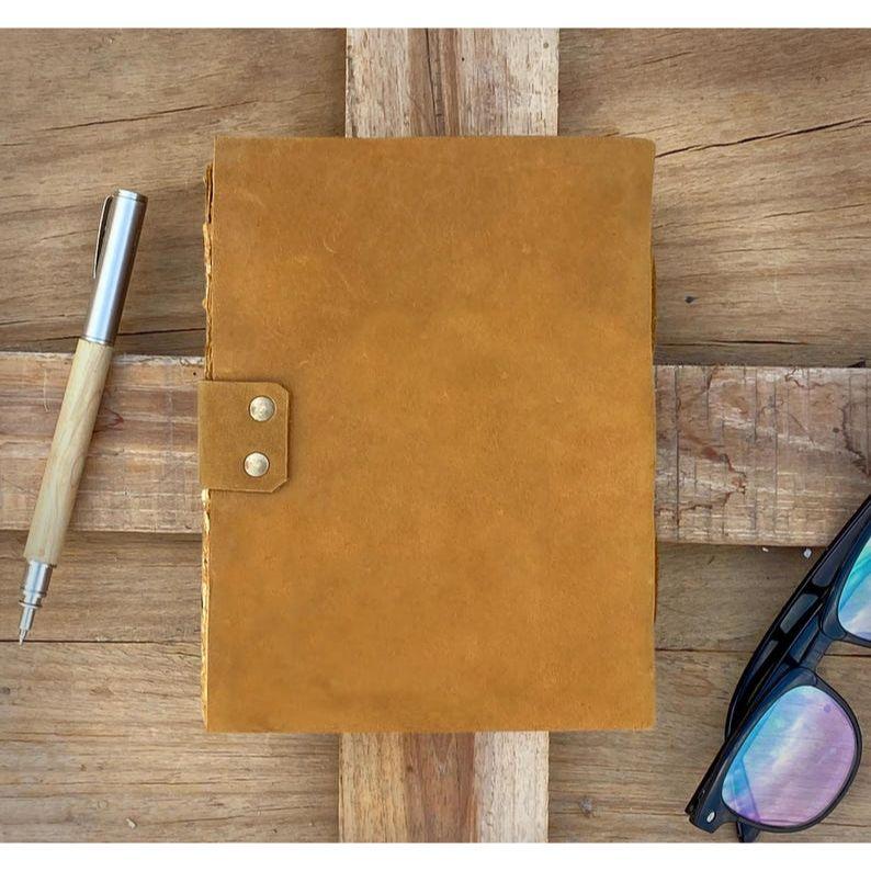 Handmade Vintage Leather Journal - Blank Spell Book of Shadows, Grimoire Journal, Travel Writing Notebook, Deckle Edge Paper Lock Closure