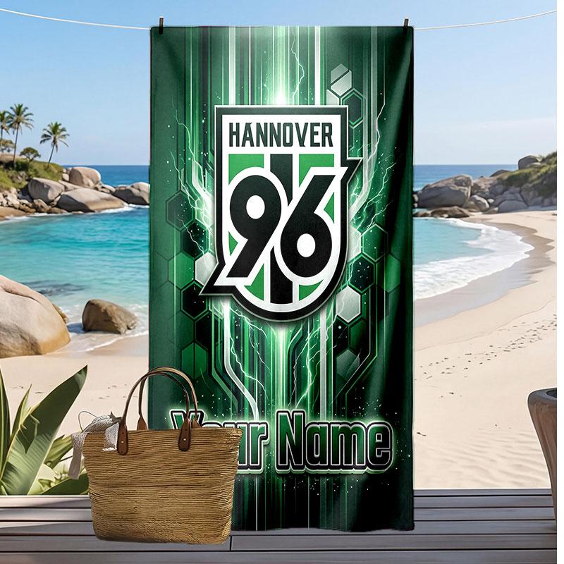 Hannover 96 Personalized Printed Beach Towel Soccer Logo Support Custom Name Text Absorbent Towel For Sport Travel Special Gift