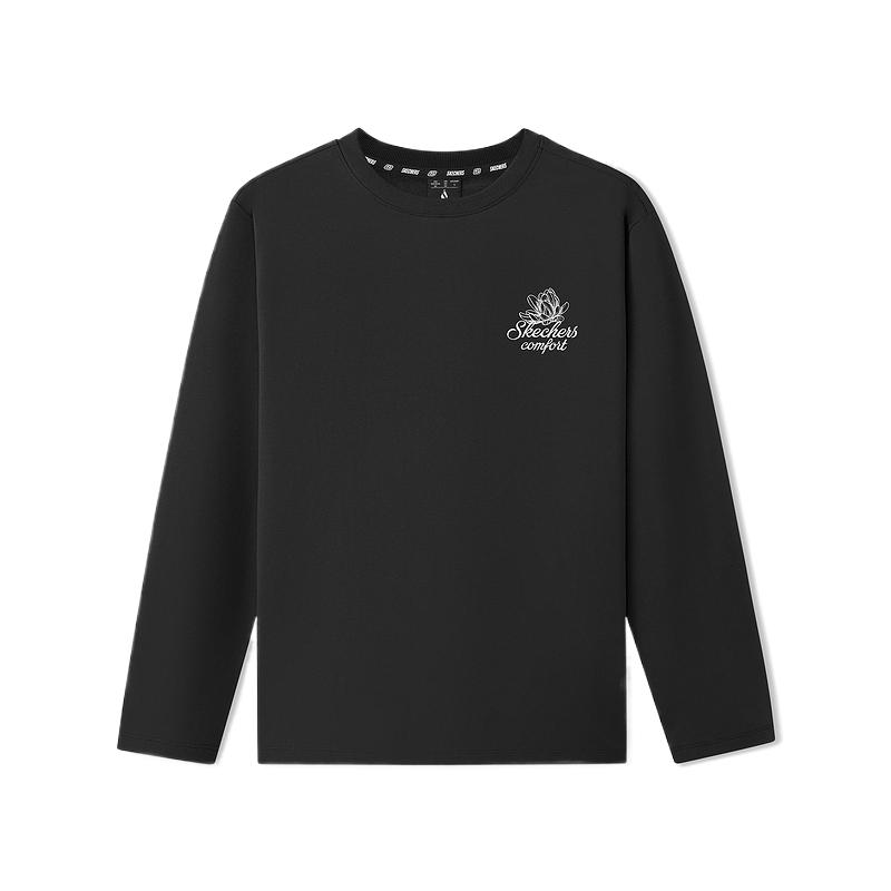 Skechers Sports Alliance Series Simple Comfortable Solid Color Long Sleeve Drop Shoulder T-Shirt Women Tops L425W097-0018 S
