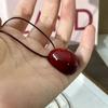 Simple Oval Choker Necklace Wax Rope Alloy Pendant Necklace Long Women's Jewelry Women