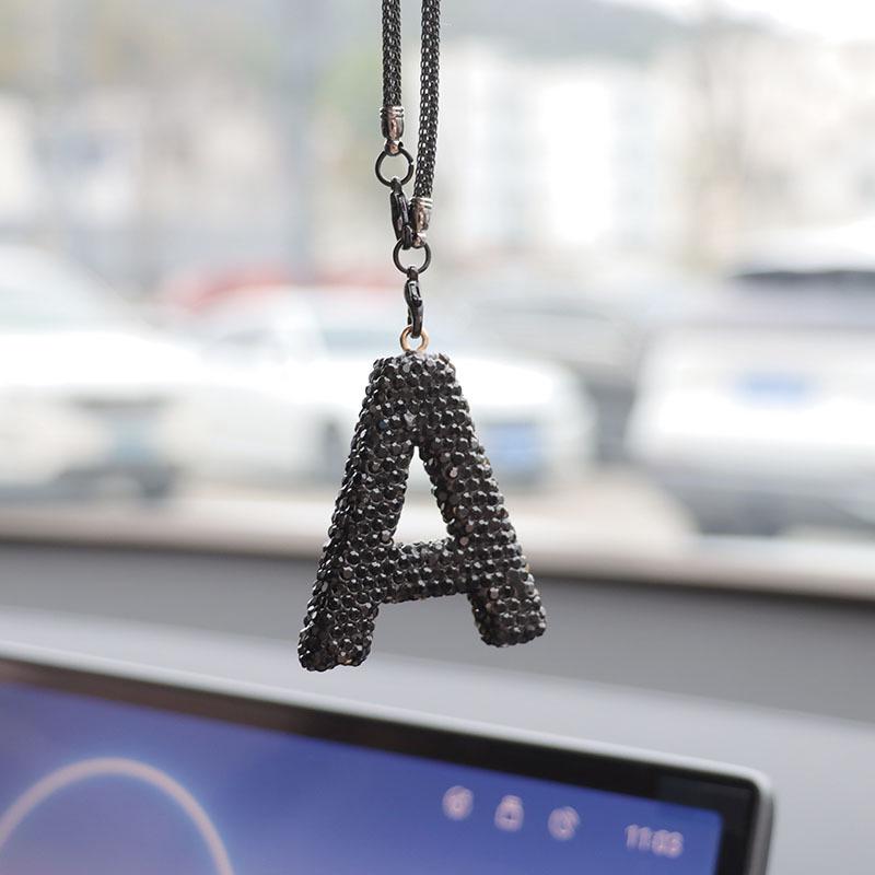 Rhinestone Ceramic Cross Pendant for Car Mirror Decor