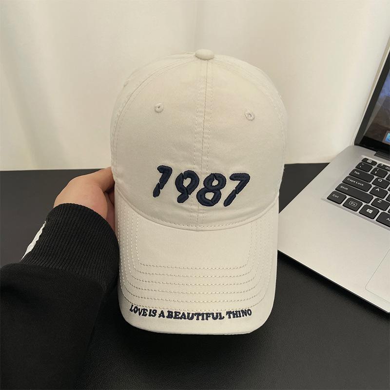 

1987 Embroidered alphabet baseball cap women s spring summer wide brim showing face small sports hat retro cap tide