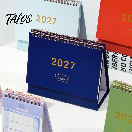 Monthly Organizer for Desk 2027 Calendar, Standing Flip Desktop Minimalist Gold Foil Cover Home Office Accessory Planner, Thick Paper Note Taking,