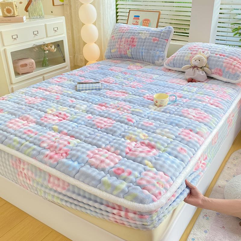 Třída A Plyšové prošívané prostěradlo s bublinkovým králíčkem - Silný protiskluzový all-inclusive chránič matrace na jednu postel