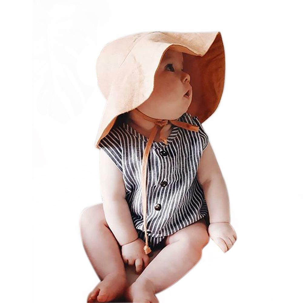 Baby Sun Hat UPF 50+ Cotton Wide Brim UV Protection Strap Lightweight Travel Beach Cap for Boys Girls Stylish Summer Bucket Hat