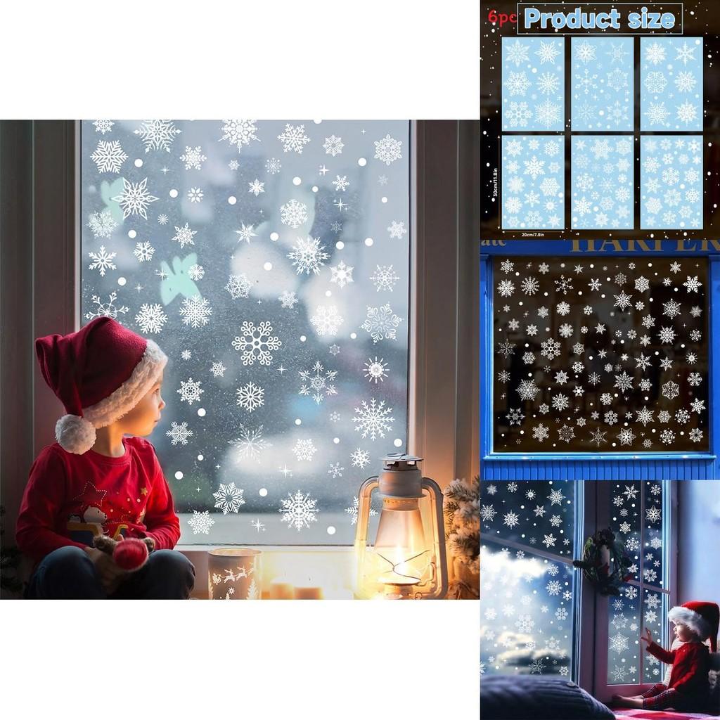 Christmas Snowflake Static Cling Window Decals For Holiday Decor Set Of Six Pvc