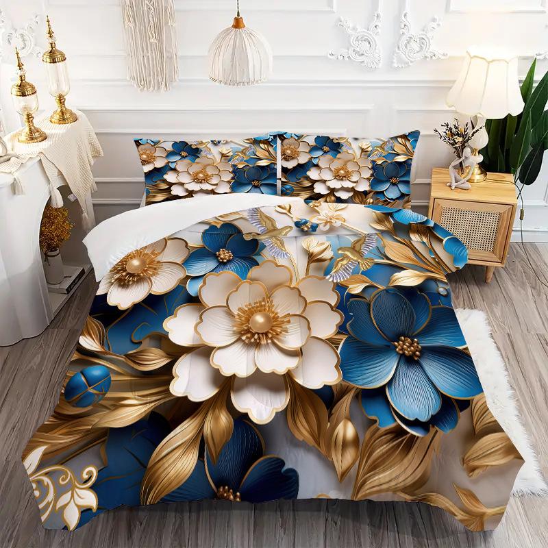 3D Digitaldruck Dreidimensionale Blume DIY Bettbezug Dreiteilige Bettwäsche